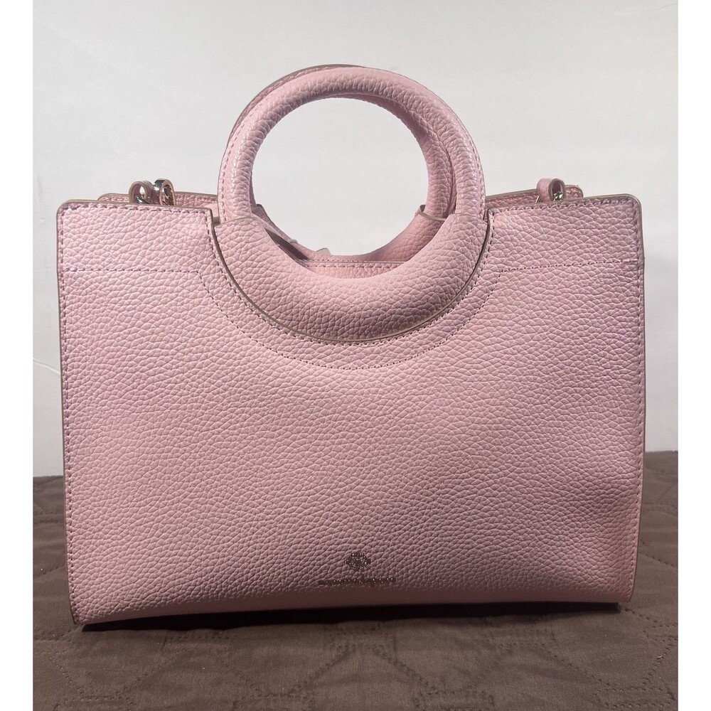 Nanette Lepore peachy pink 3D Floral Satchel Handbag Crossbody Purse - Picture 3 of 7